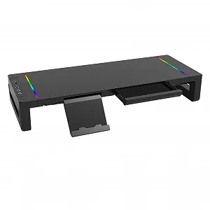 Подставка для монитора с USB 3.0, быстрая зарядка 8-в-1, выдвижной ящик, держатель для телефона, органайзер для стола, для настольного компьютера, ноутбука, офиса - Фото 1