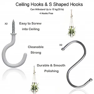 Подвесное кашпо макраме из хлопковой веревки на 4 ножки synthetic.ua - Фото 1