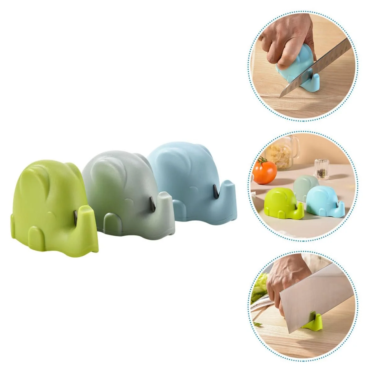 Точилка для ножів Zerodeko Elephant 3 шт. Зелена та синя, фото №8