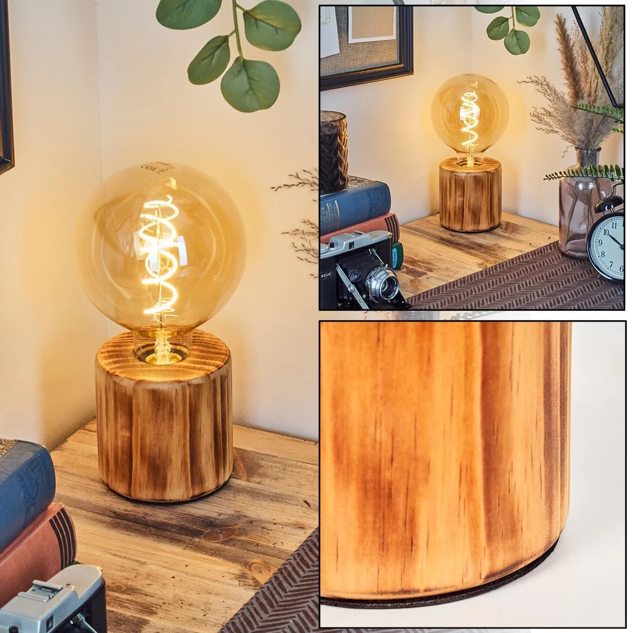 Настільна лампа HOFSTEIN Argea дерев'яна E27 Натуральна, фото №2