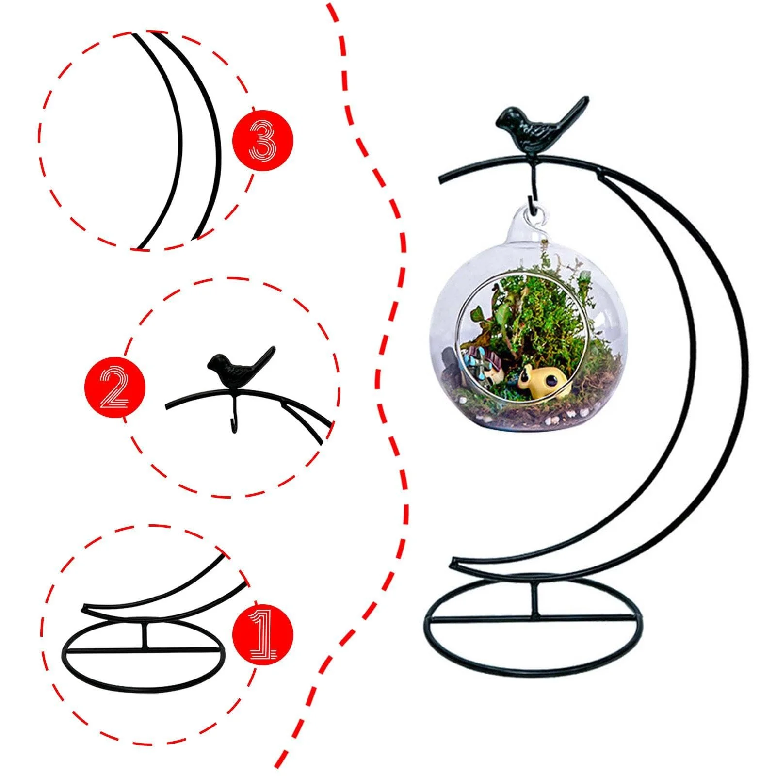 Підставка для мікроландшафтної пляшки металева настільна 15х35 см Чорний, фото №5 Підставка для мікроландшафтної пляшки металева настільна 15х35 см Чорний, фото №5