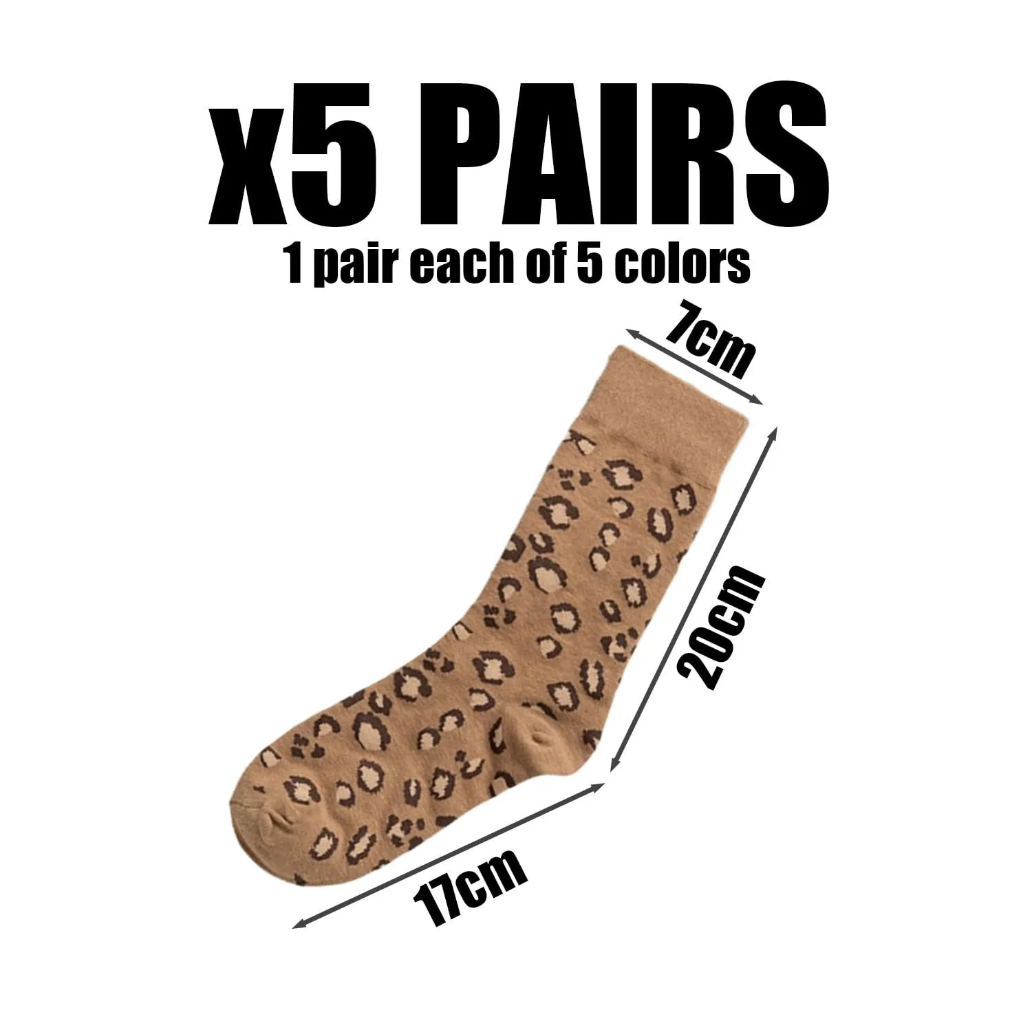 Носки средней длины с леопардовым принтом (5 пар), фото №2