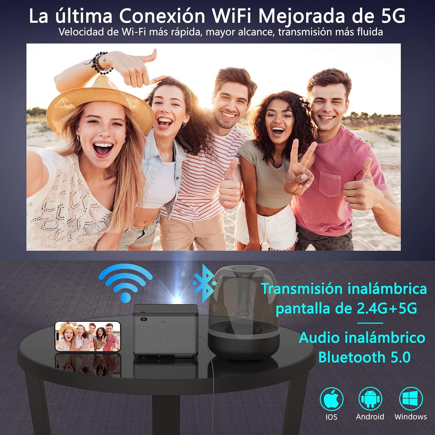 Проектор APSOON LX5500-1 HD Wi-Fi Bluetooth Android 9, фото №3