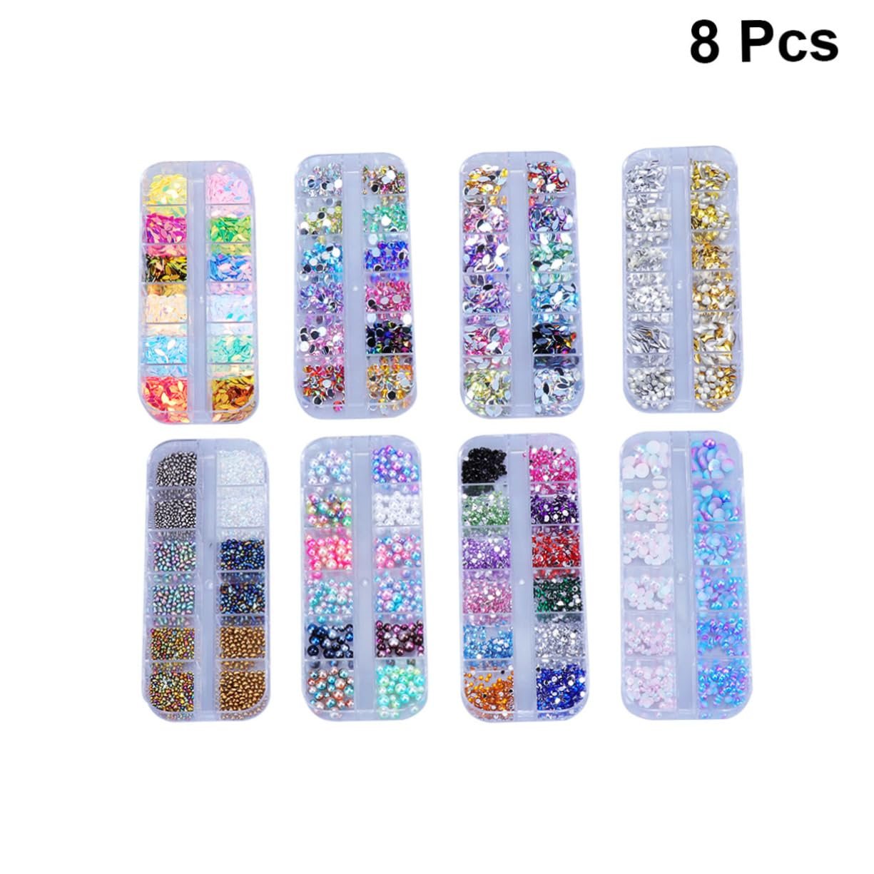 Набор материалов для дизайна ногтей MAGICLULU 12 Квадратная решетка Плоское основание Набор страз для маникюра Пакет градиент Цвет для начинающих и экспертов, фото №5