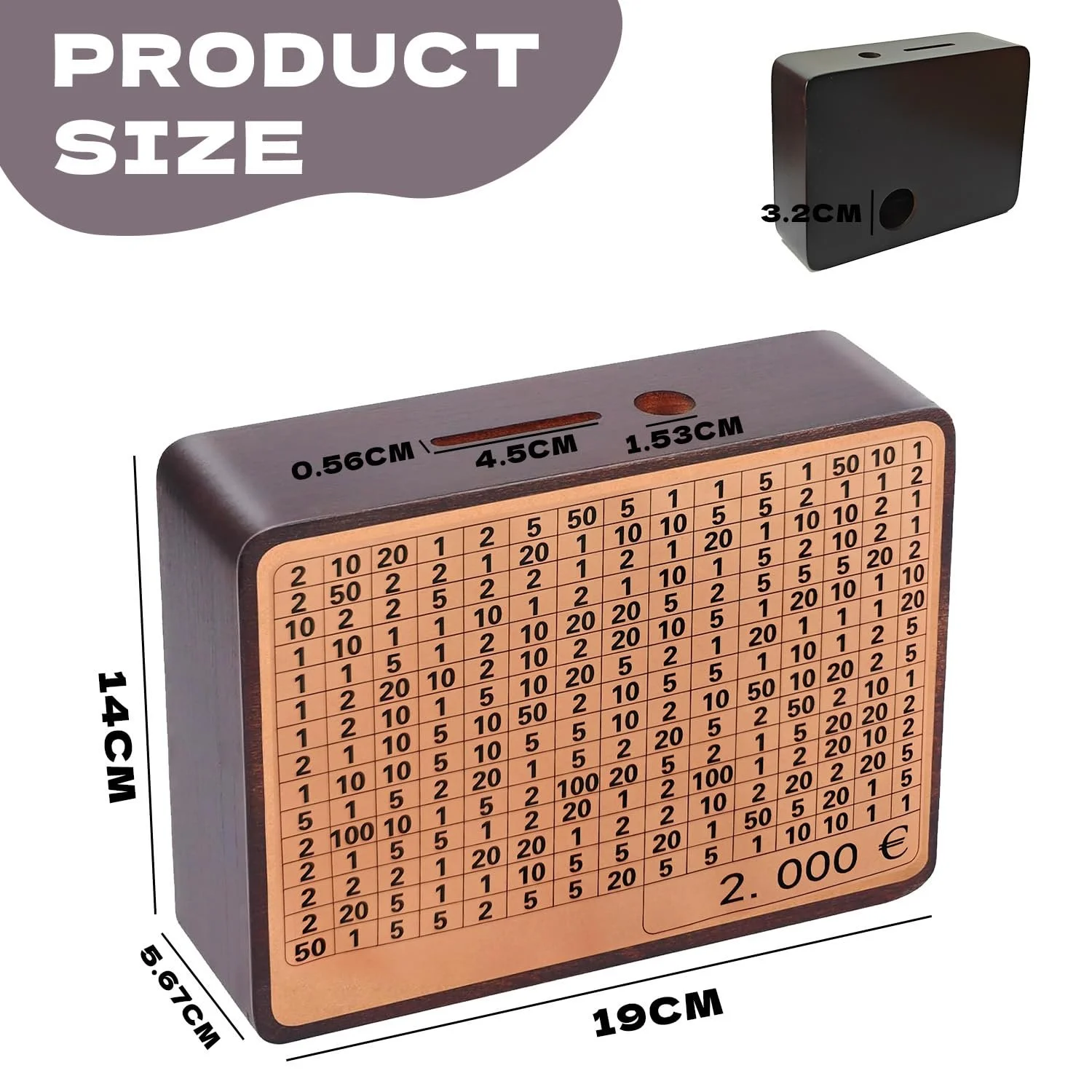 Скарбничка Wooden Money Box with Savings Target Brown, фото №2