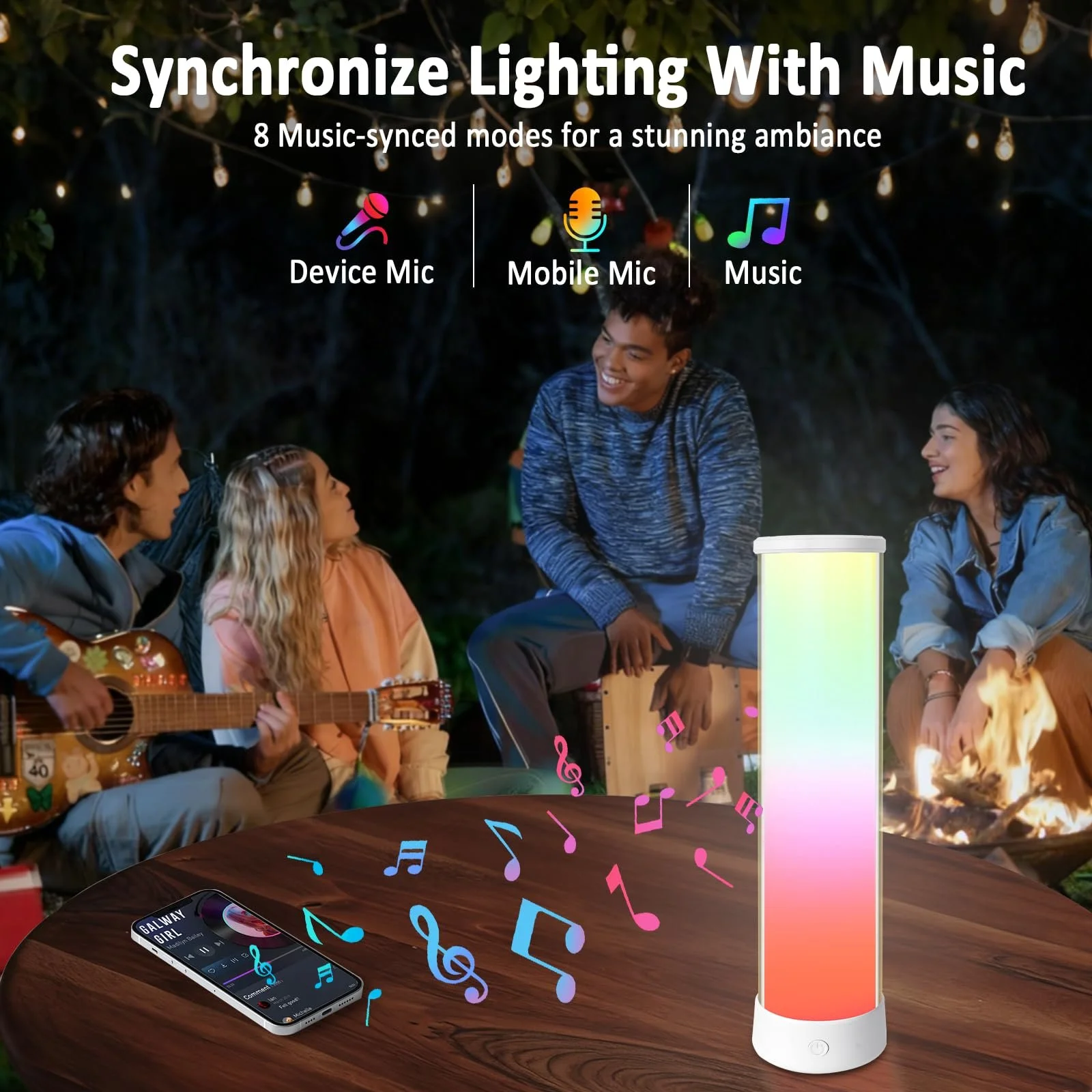 Настільна лампа Monemey Smart LED App Remote Control Timer Music Mode Rechargeable, фото №4