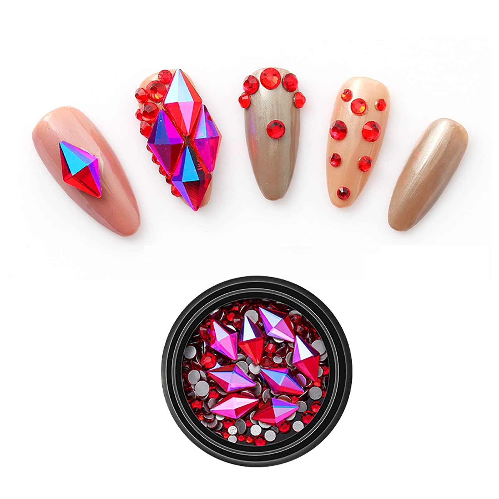 Стрази для нігтів Різні форми Блискучі Скляні декоративні аксесуари з коробкою, фото №1