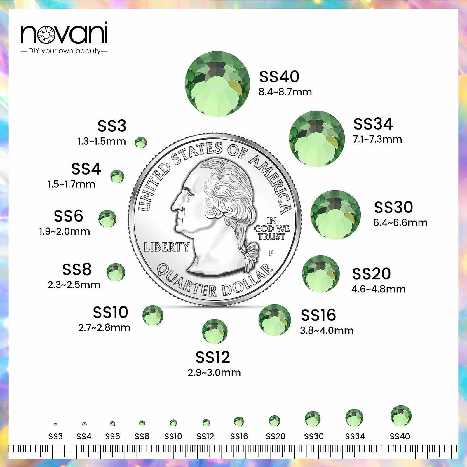 Стрази Novani SS20 Скло 1440шт Світло-зелений, фото №3