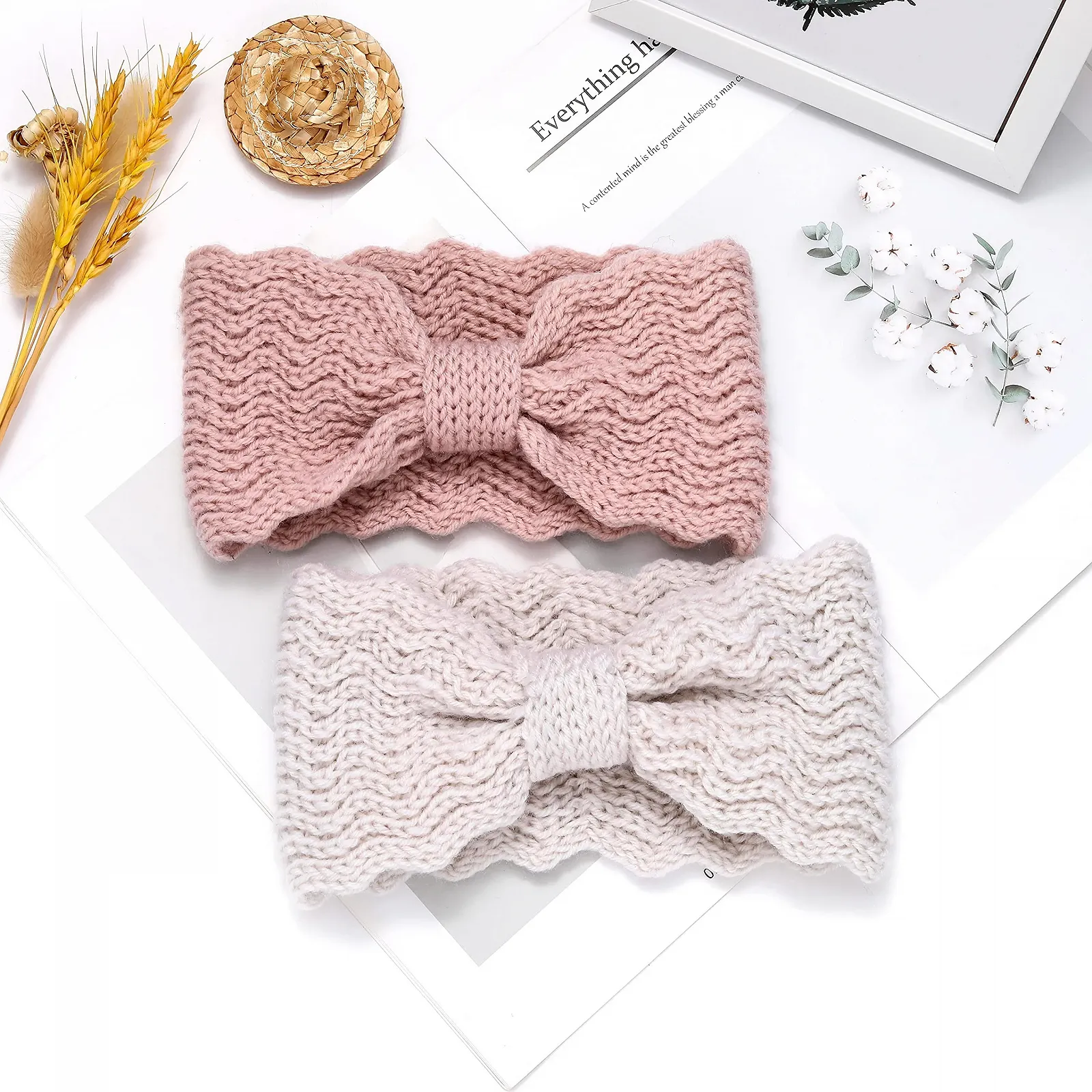 Пов'язка на голову В'язана зимова з бантом, фото №2 Пов'язка на голову В'язана зимова з бантом, фото №2