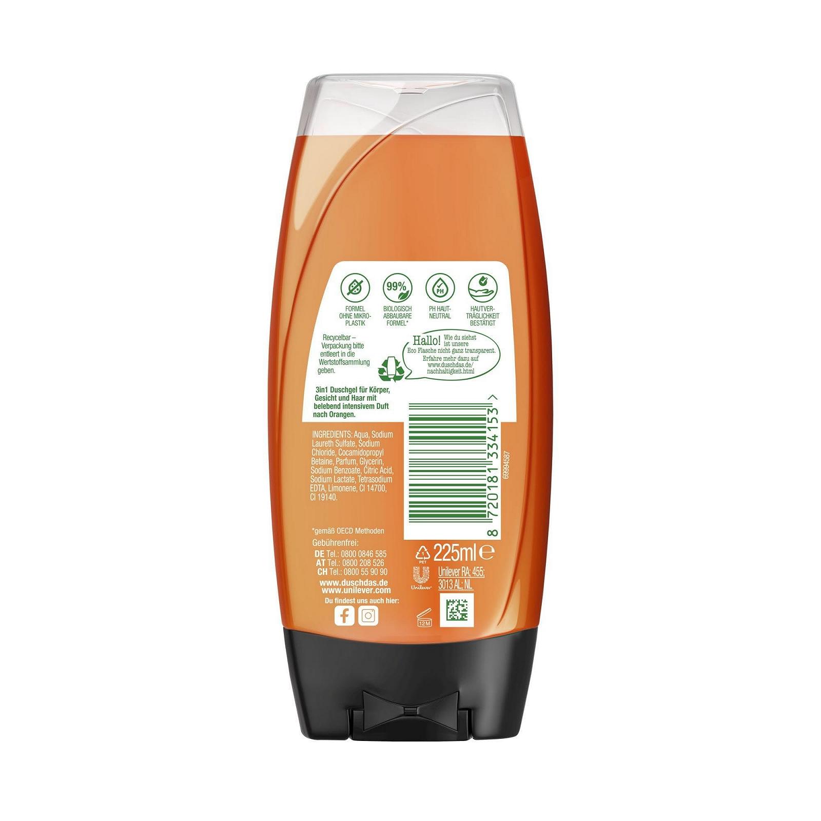 Гель для душу та шампунь Duschdas 3-in-1 Energy Invigorating Intense Fragrance 6 x 225 мл, фото №2