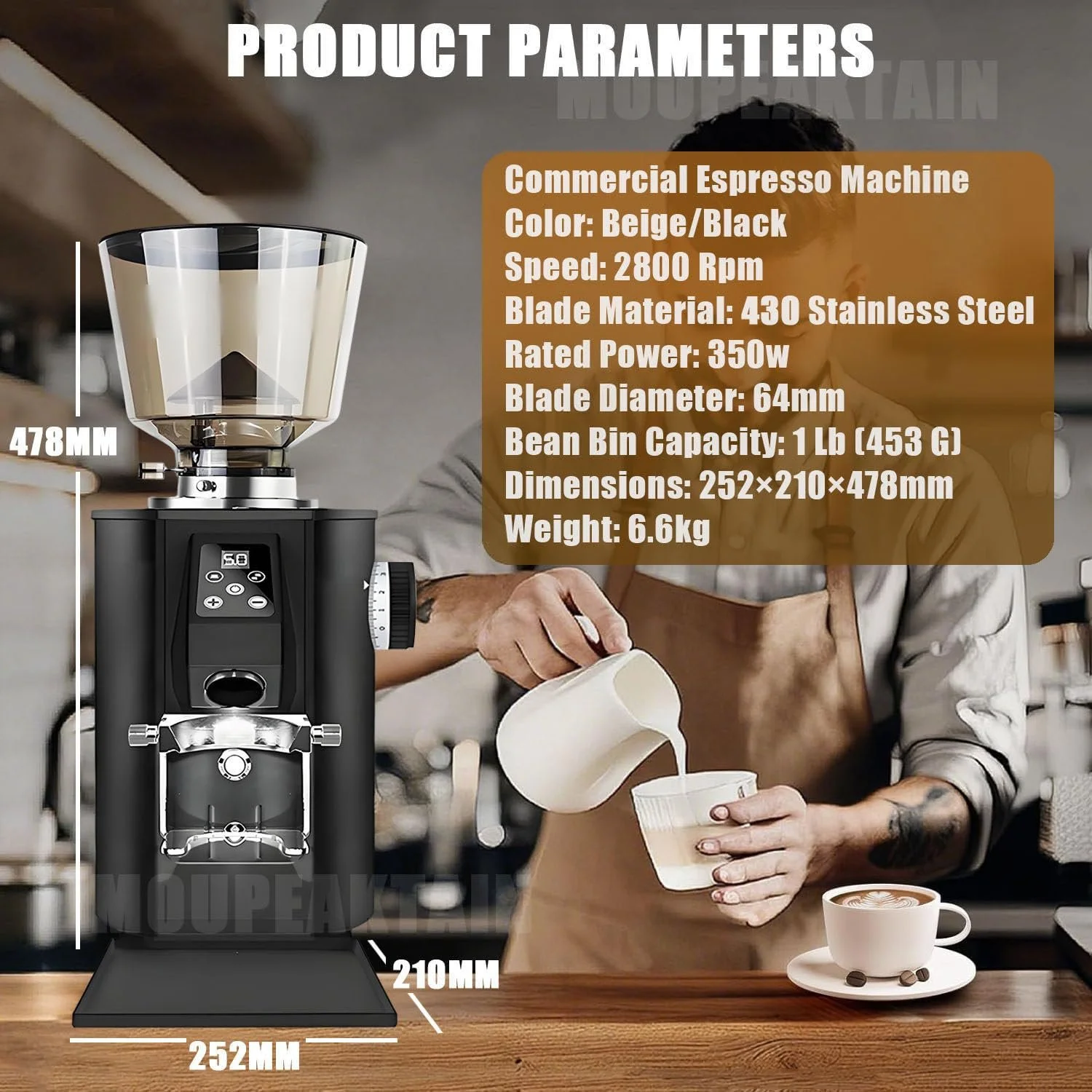 Кофемолка Электрическая 64 мм Beige, фото №7