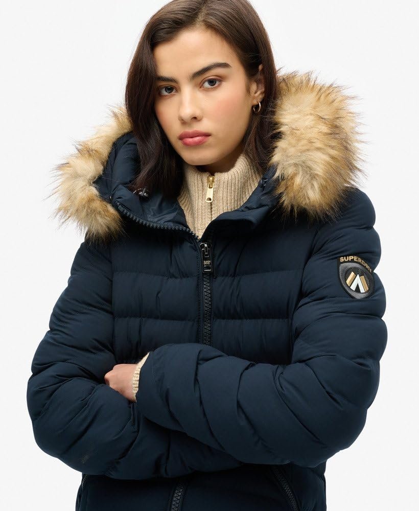 Куртка Superdry Long Fuji с капюшоном и искусственным мехом для женщин, фото №2