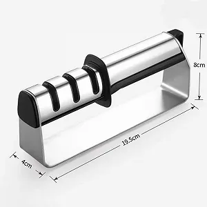 Точилка для ножей esmen 3-ступенчатая из нержавеющей стали портативная synthetic.ua - Фото 1
