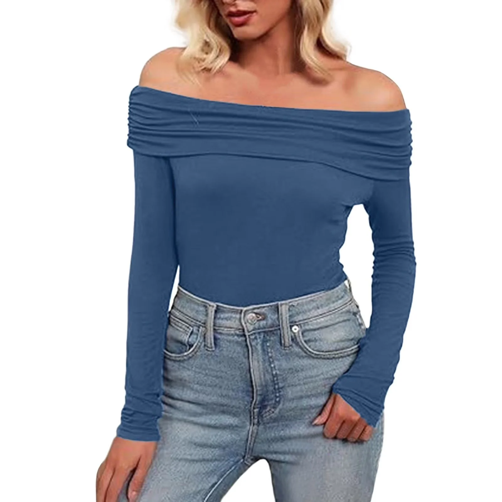 Женская блузка открытые плечи MAVI OPEN SHOULDER BLOUSE Dark Indigo - M, фото №1