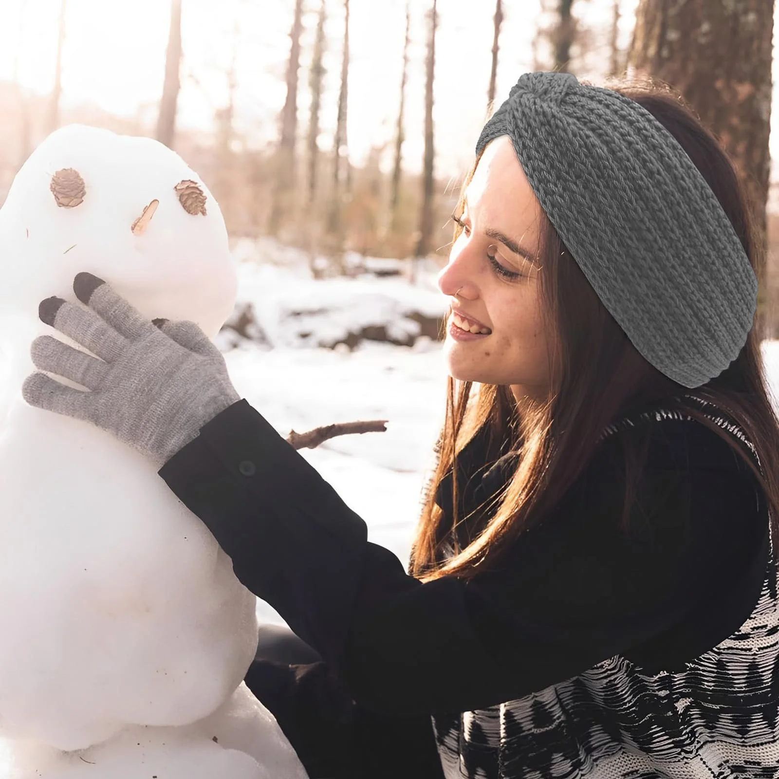 Набір з зимових в'язаних широких пов'язок на голову для жінок, фото №6 Набір з зимових в'язаних широких пов'язок на голову для жінок, фото №6