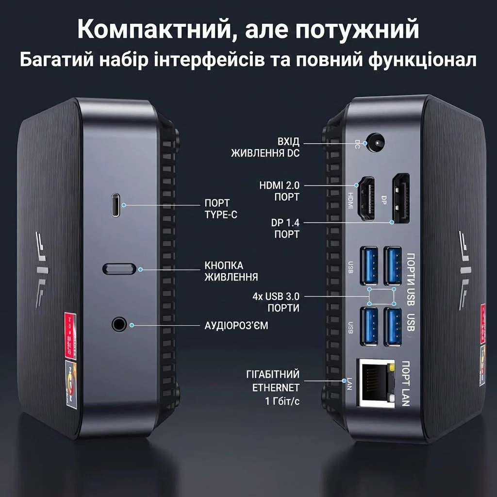 Міні ПК NiPoGi AM02 / AMD Ryzen 7 3750H / RAM 16GB / SSD 512GB / 1 x HDMI / 1 x LAN / Wi-Fi / Bluetooth / Windows 11 / Сірий, фото №5 Міні ПК NiPoGi AM02 / AMD Ryzen 7 3750H / RAM 16GB / SSD 512GB / 1 x HDMI / 1 x LAN / Wi-Fi / Bluetooth / Windows 11 / Сірий, фото №5