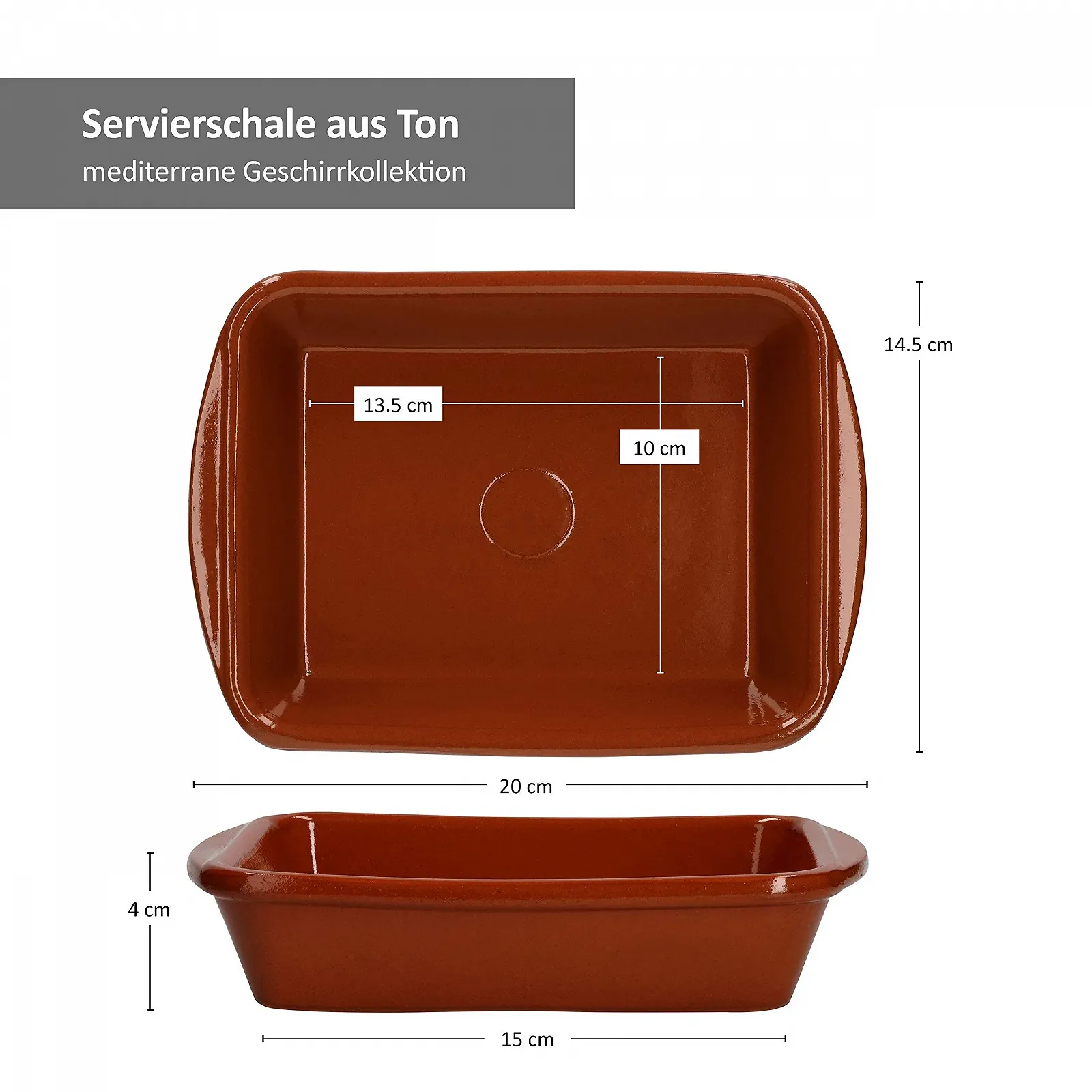 Набір форм для запікання MamboCat Tonware 2 штуки 4 x 20 x 14.5 см 350 мл керамічні глазуровані ручної роботи, фото №5