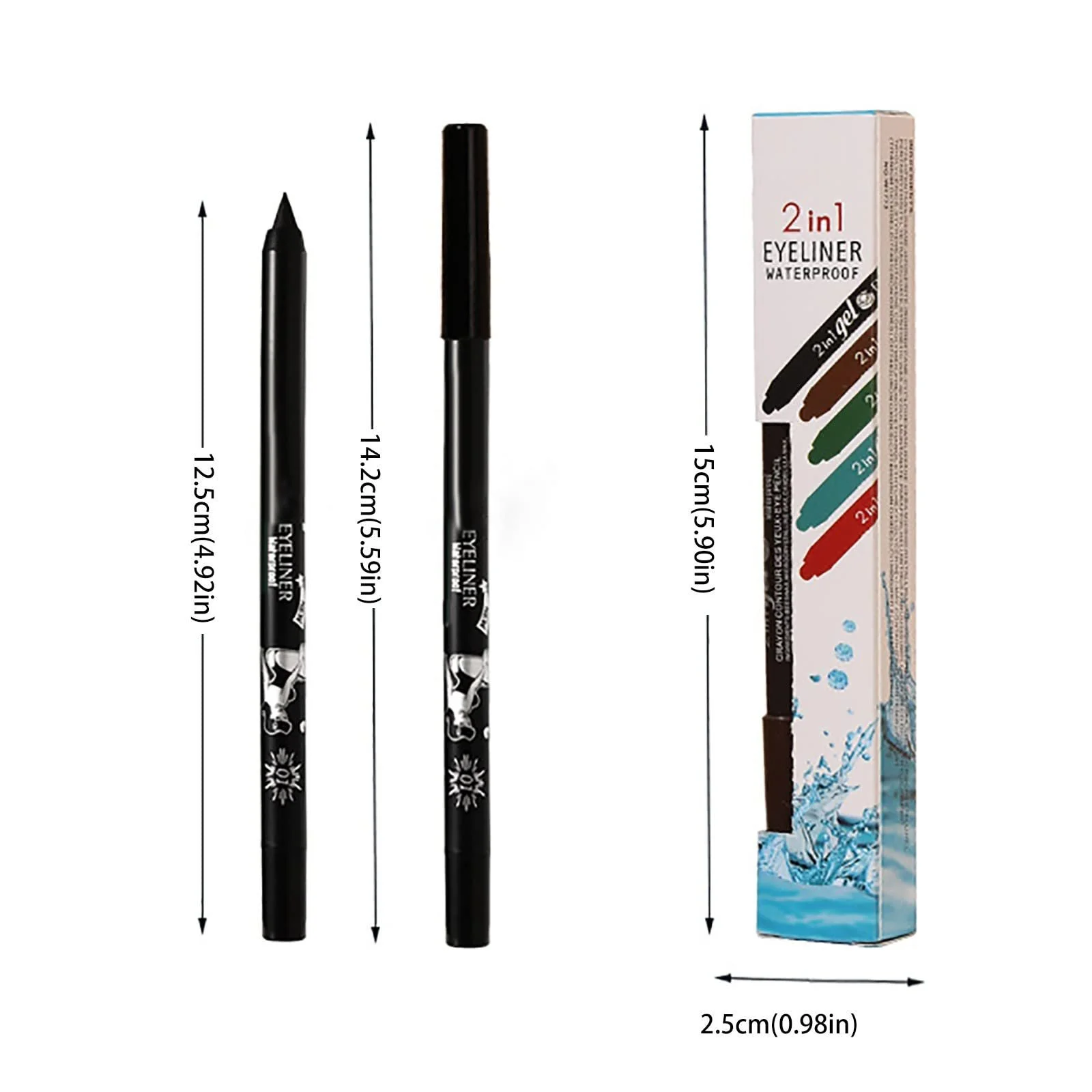 Карандаш для глаз Sponge 10 Rainbow Colours Eyeliner Glue Stick 2 в 1, фото №6