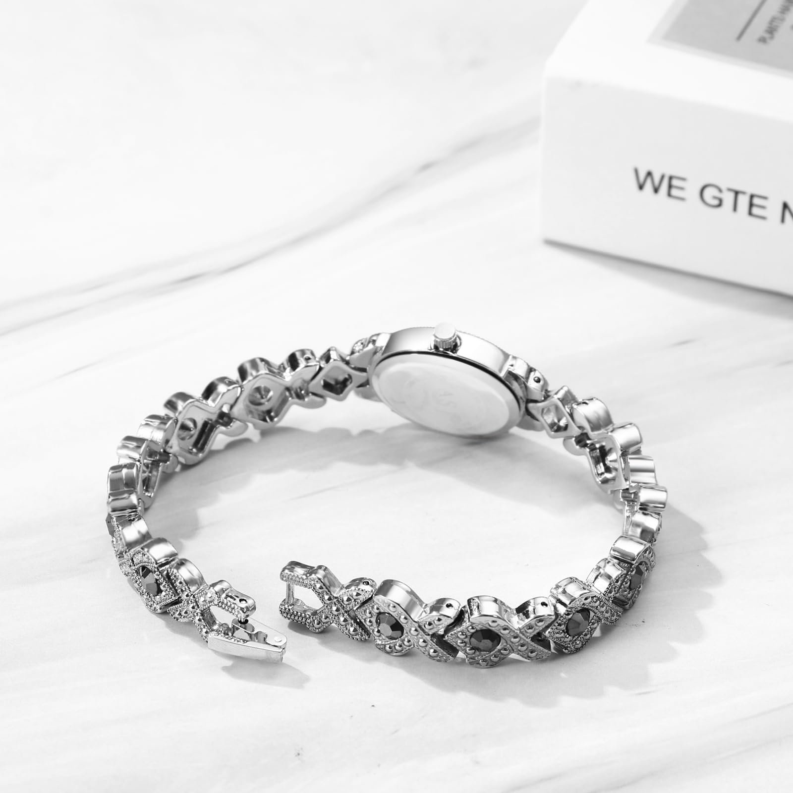Часы женские кварцевые JewelryWe Элегантные уникальные со стразами круглый / овальный циферблат аналоговые повседневные с металлическим браслетом шариковый ремешок Золотой Серебряный, фото №3