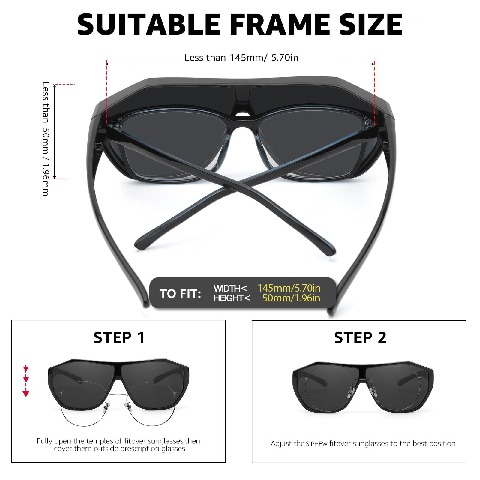 Сонцезахисні окуляри SIPHEW Polarized Fit Over для чоловіків і жінок, великі з захистом UV400, фото №5