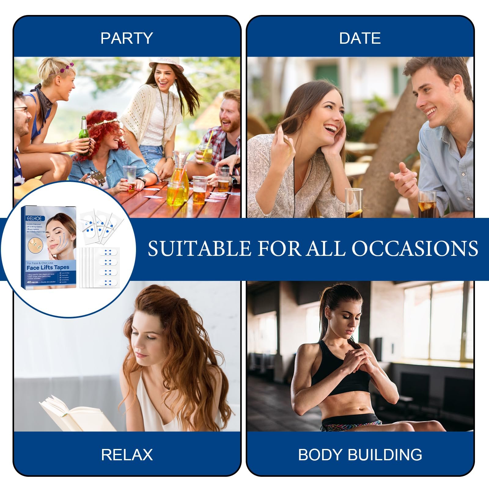 Тейп для лица Упаковка из 80 шт. Прозрачный, фото №7