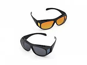 Комплект очки антибликовые HD Vision для водителей Day Night цвет-желто-черный - Фото 1