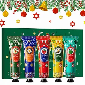 Набор рождественских кремов для рук, 5 мини-кремов для рук, Рождественские кремы для рук, Крем нежного ухода для сухих рук - Фото 1