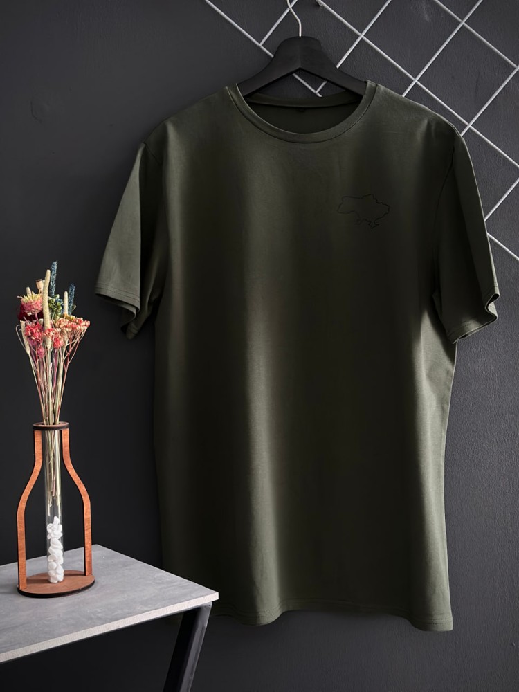 Комплект із трьох футболок з картою України чорна біла хакі, фото №4