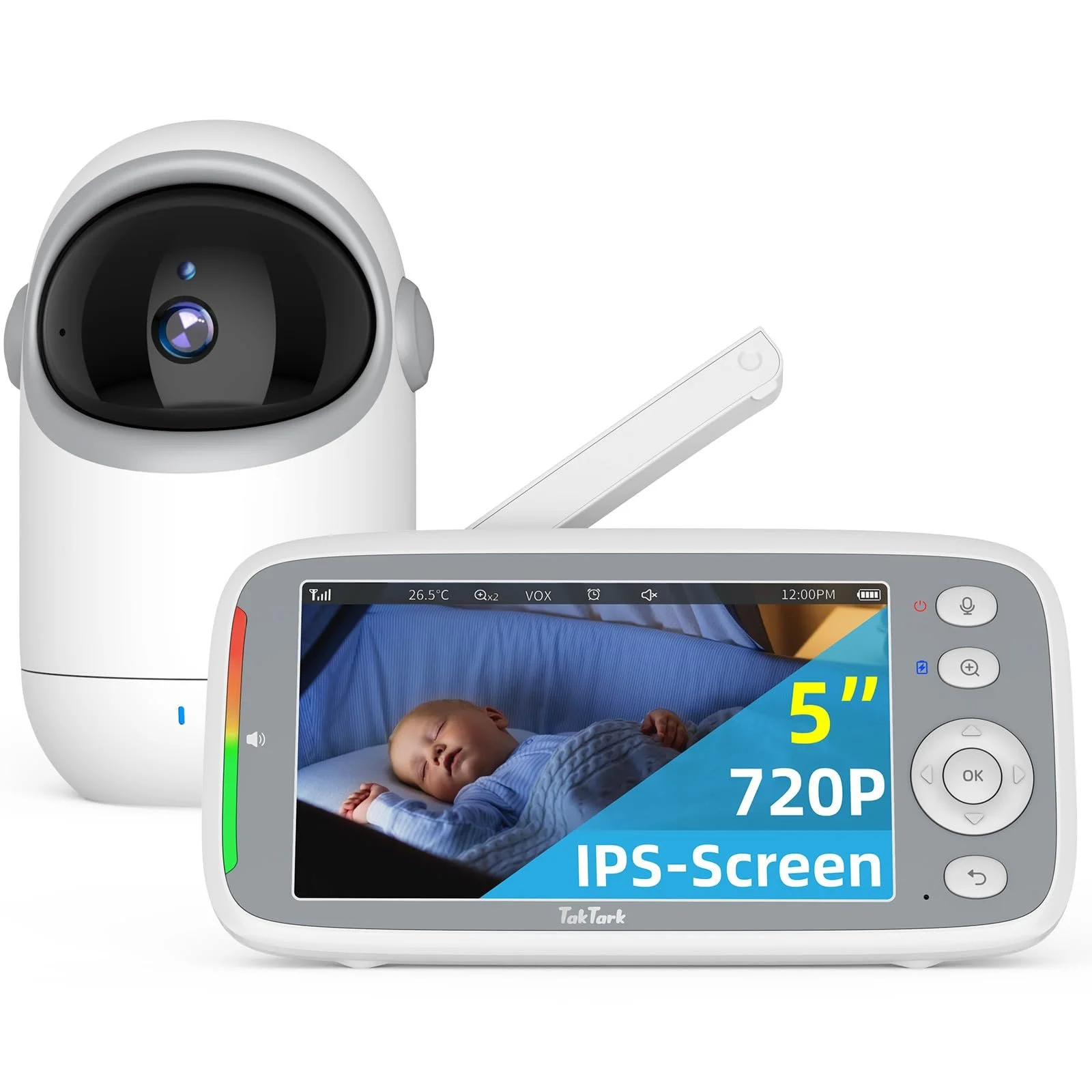 Відеоняня TakTark 5" 720P IPS Pan-Tilt 300° VOX Night Vision, фото №1 Відеоняня TakTark 5" 720P IPS Pan-Tilt 300° VOX Night Vision, фото №1