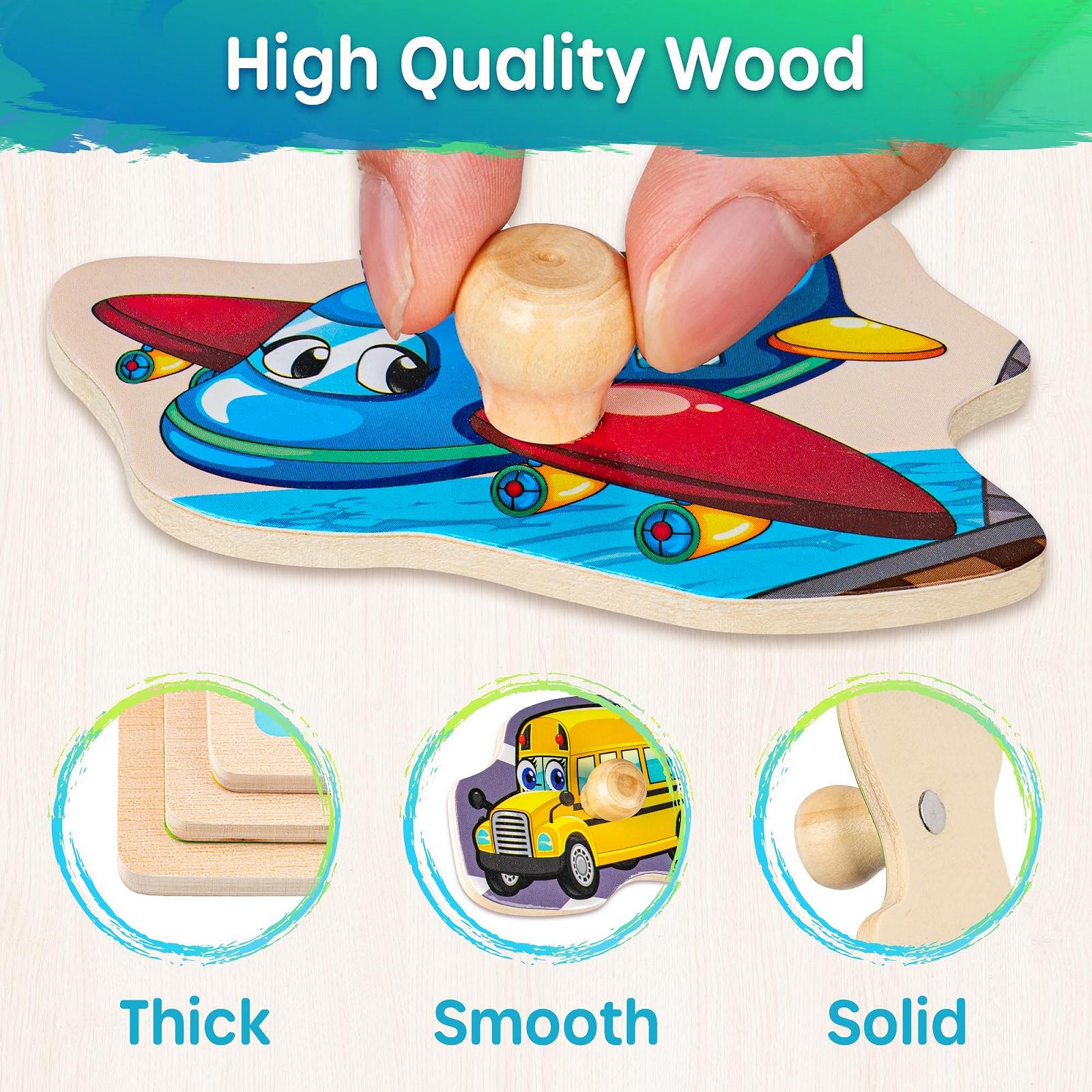 Дерев'яний пазл SYNARRY Montessori 6 наборів Алфавіт Цифри Тварини Транспорт, фото №4