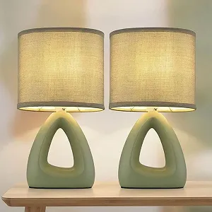 Настольная лампа GLOBO Керамическая Текстильная 1x E14 17x10x30 см Зеленая Набор из 2 шт. synthetic.ua - Фото 1