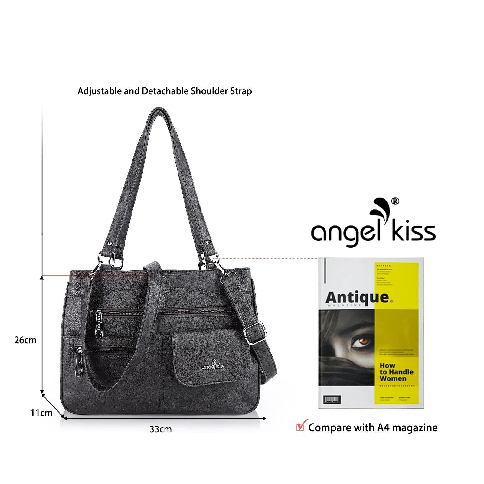 Сумка з Верхньою Ручкою Angel Kiss Жіноча Шкіряна Водонепроникна Багатофункціональна Beau Noir, фото №2