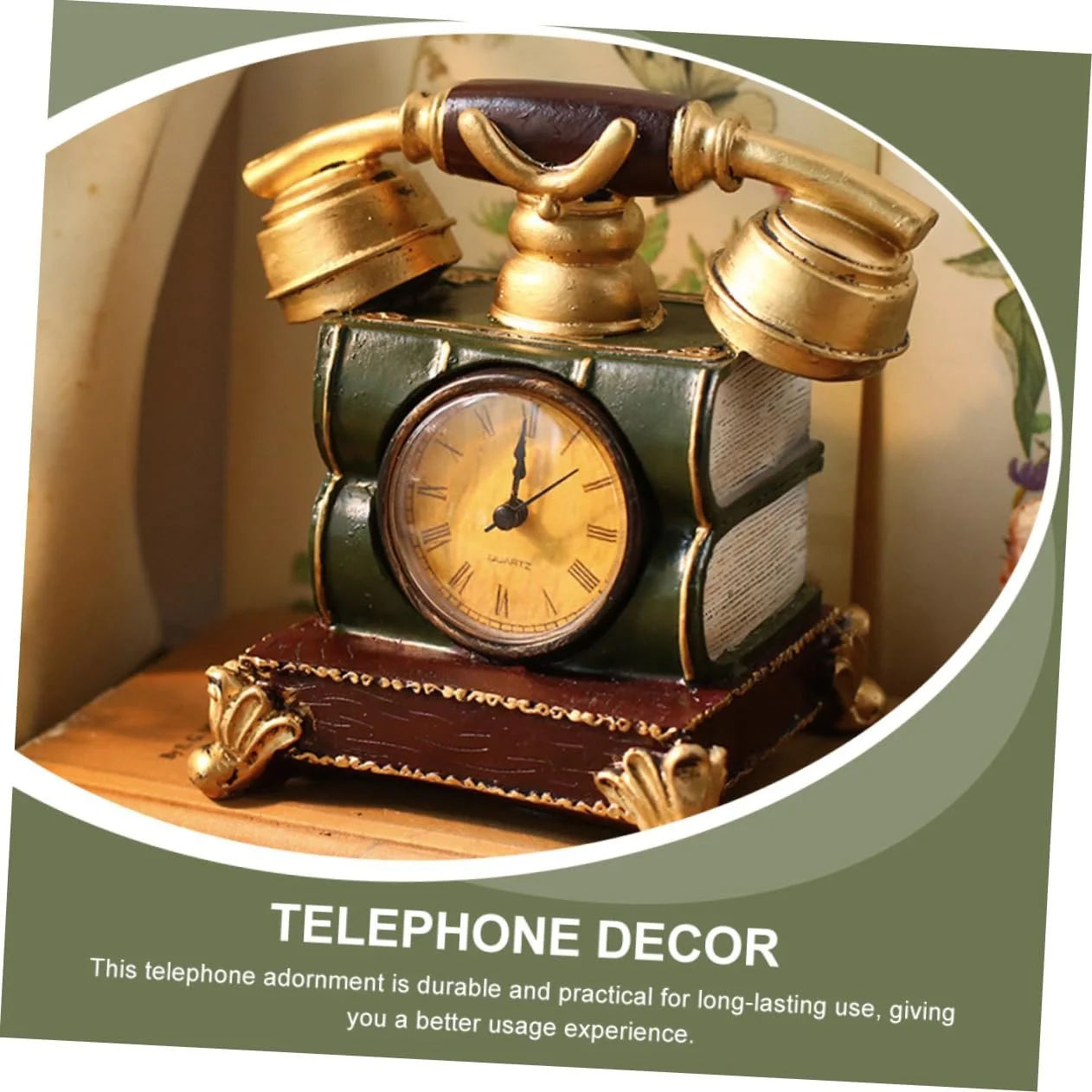 Винтажные настольные часы в виде телефона FUNOMOCYA из смолы, фото №7