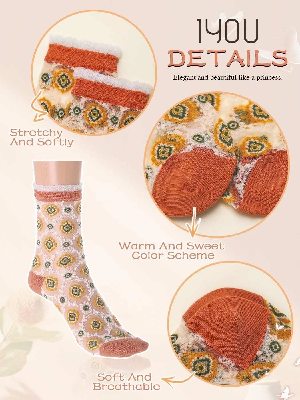 Шкарпетки Прозорі IYOU 5 пар, фото №4 Шкарпетки Прозорі IYOU 5 пар, фото №4