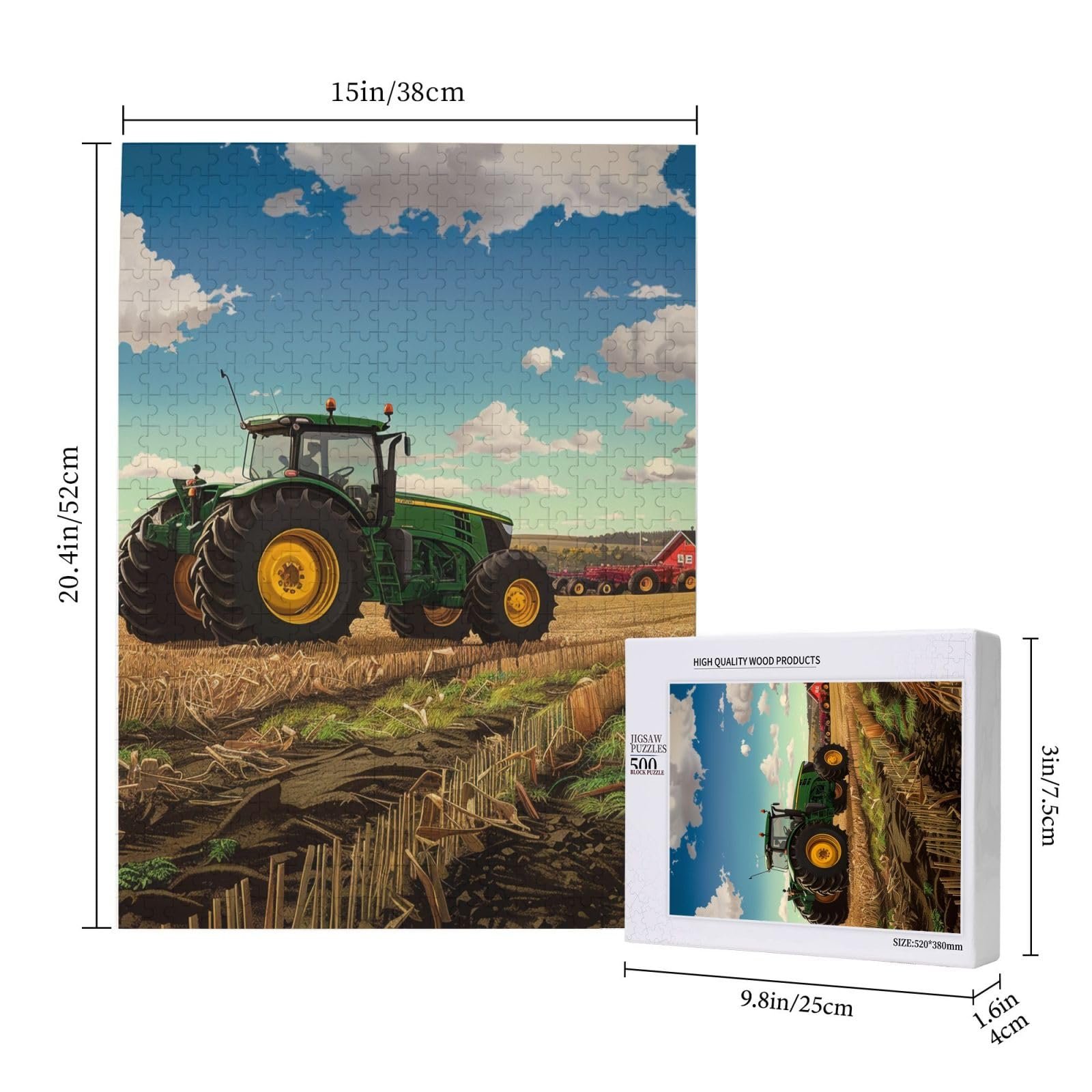 Пазл Wooden Puzzle Tractor Farm 500 деталей 38 x 52 см с коробкой для хранения, фото №3