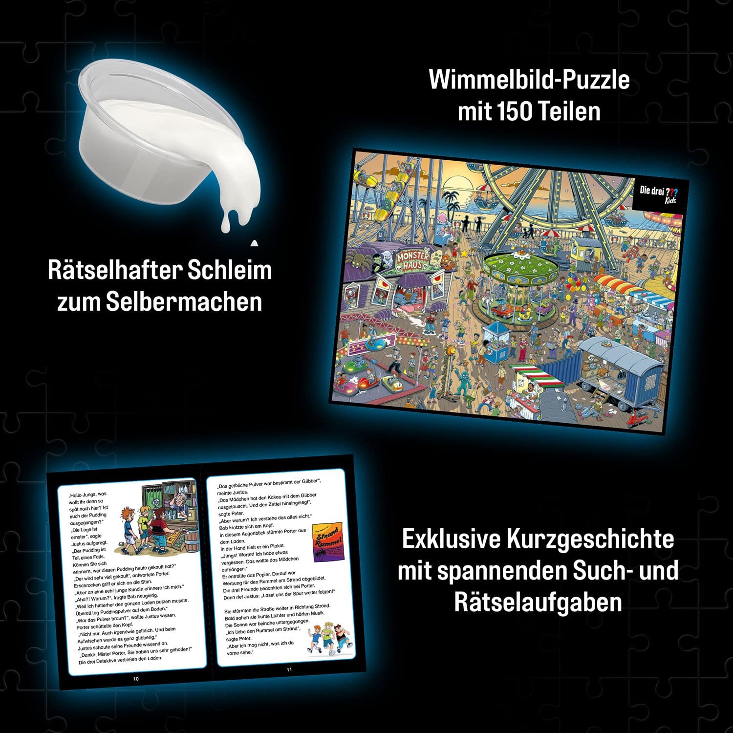 Пазл Kosmos Die drei ??? Kids Caution Slime Trap 683474 150 деталей детективный со слаймом, фото №3