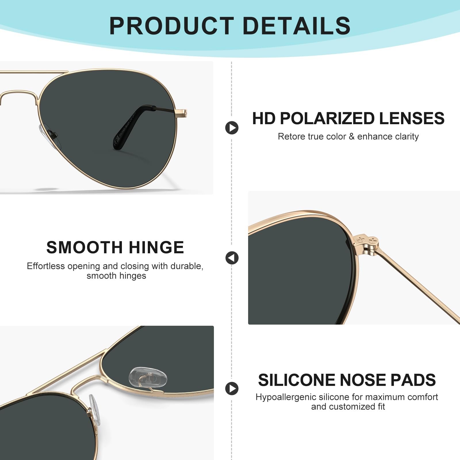 Вінтажні сонцезахисні окуляри пілоти STGATN для жінок та чоловіків, поляризовані, захист UV400, фото №6 Вінтажні сонцезахисні окуляри пілоти STGATN для жінок та чоловіків, поляризовані, захист UV400, фото №6