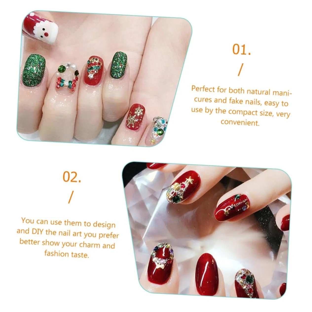 Наклейки для нігтів Healeved Різдвяні стрази, фото №3