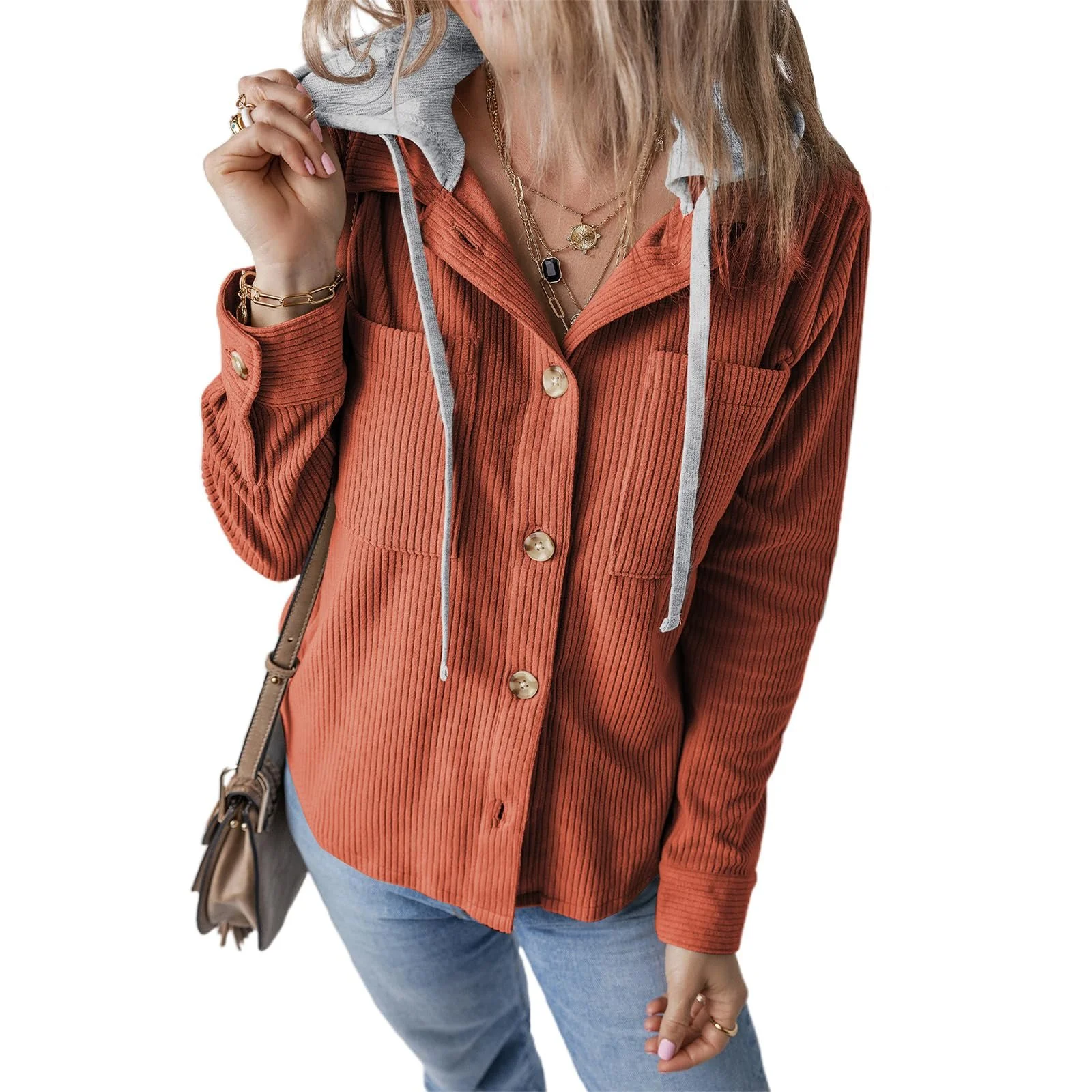 Кардиган YILEEGOO Жіночий, з довгими рукавами, на ґудзиках, з капюшоном на кулісці, фото №1 Кардиган YILEEGOO Жіночий, з довгими рукавами, на ґудзиках, з капюшоном на кулісці, фото №1