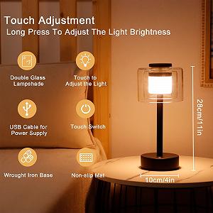 Настільна лампа JHY DESIGN Металева на батарейках з лампочкою 22 см synthetic.ua - Фото 1