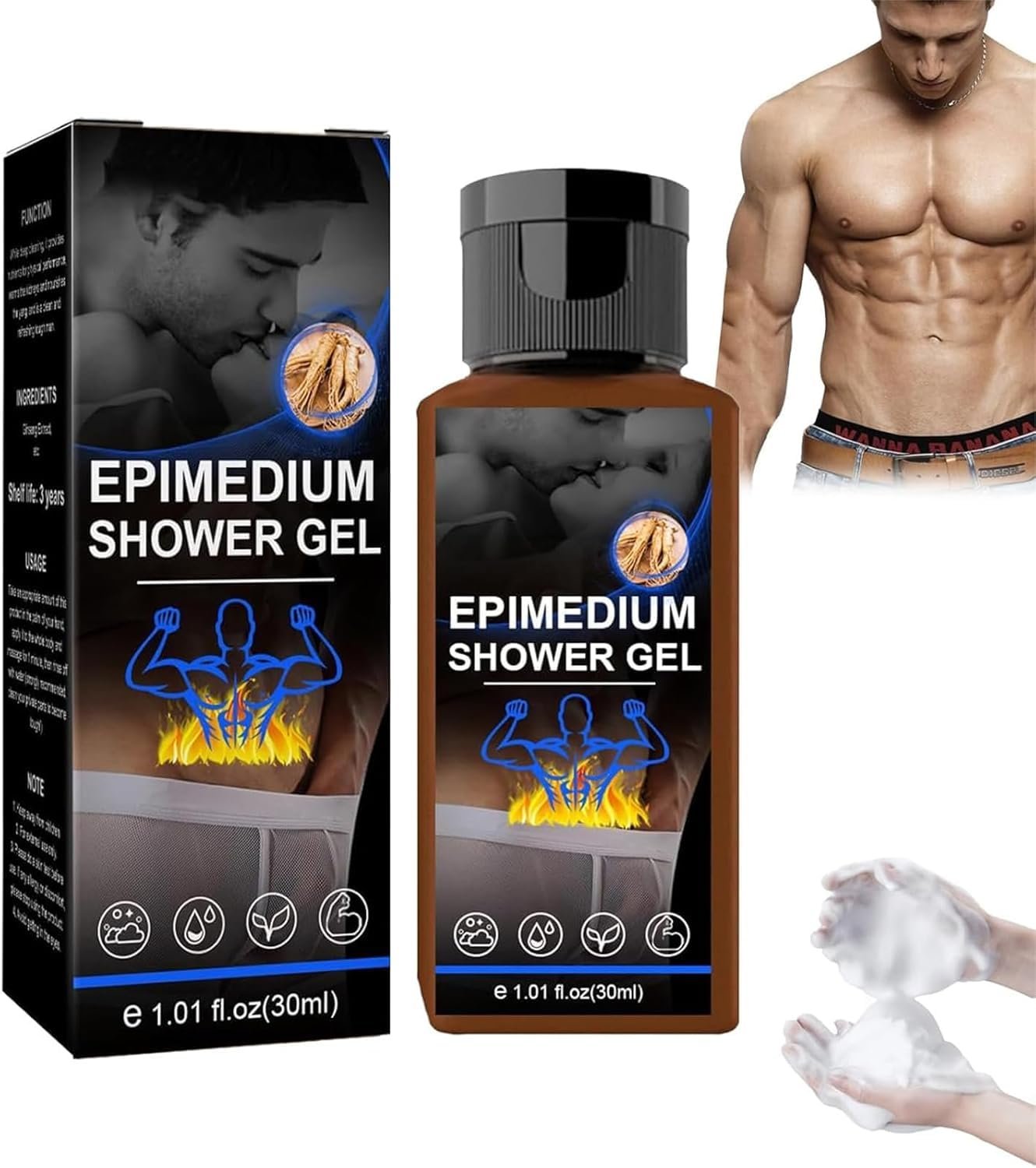 Гель для душу Epimedium Exclusive для чоловіків Освіжаючий Глибоке очищення Підвищення витривалості та сили, фото №1