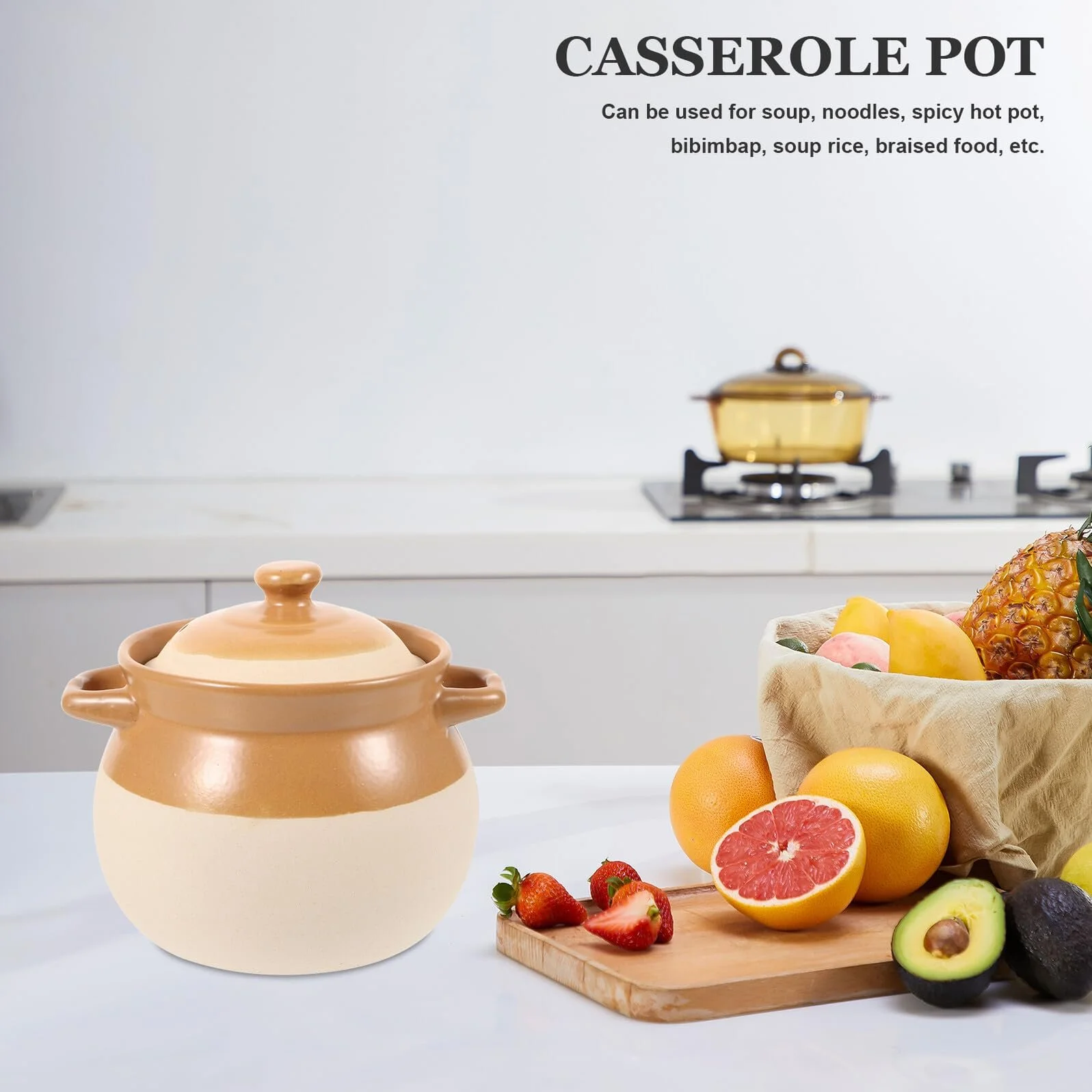 Супница Garneck Vintage керамическая с двойными ручками термостойкая для стеклокерамических плит, фото №6