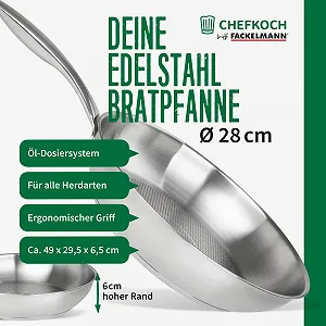 Сковорода Chefkoch trifft Fackelmann Stainless Steel 28 см, нержавеющая сталь 18/10 synthetic.ua - Фото 1