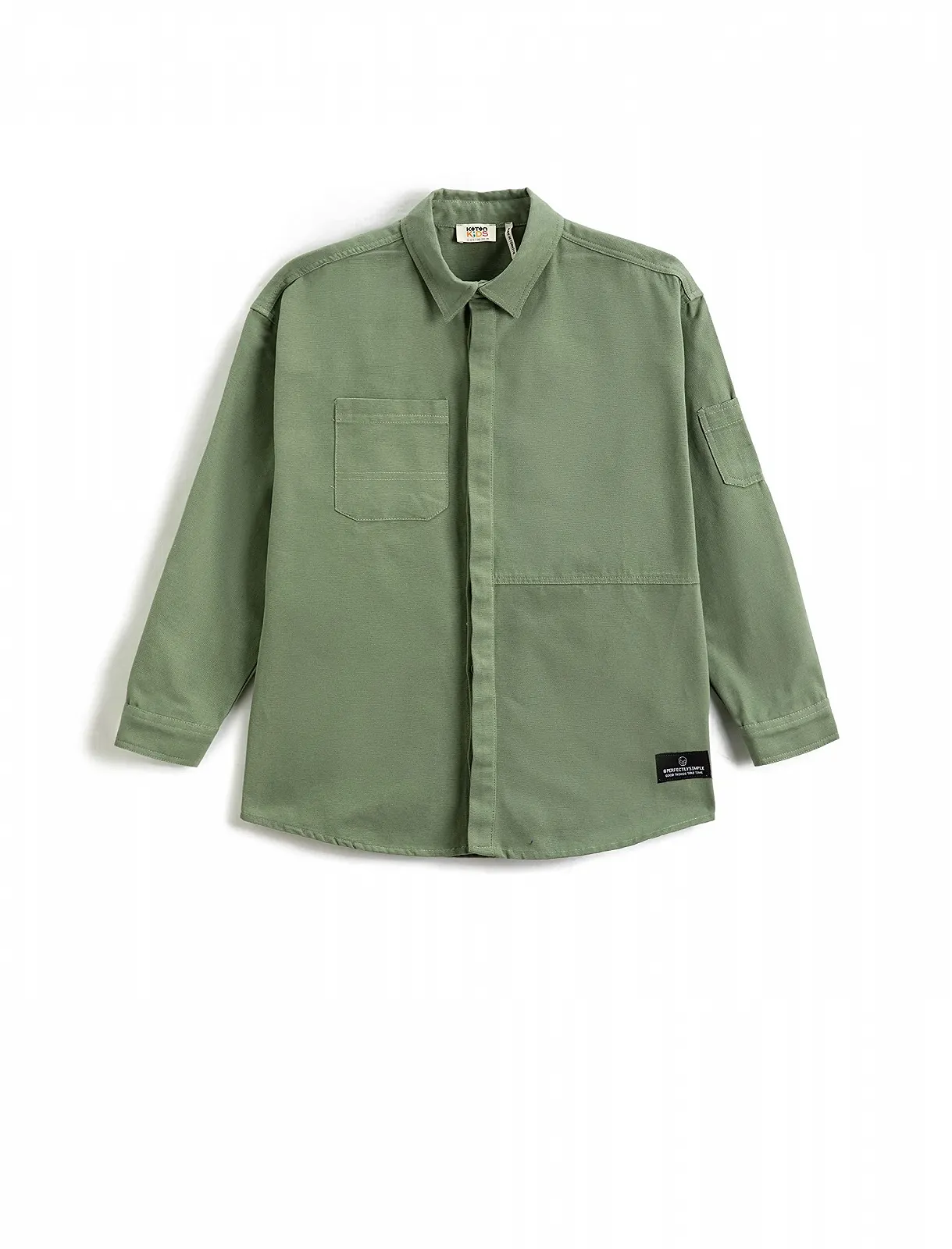 Сорочка-куртка Koton для хлопчиків, оверсайз, з однією кишенею, довгий рукав, бавовняна, фото №1