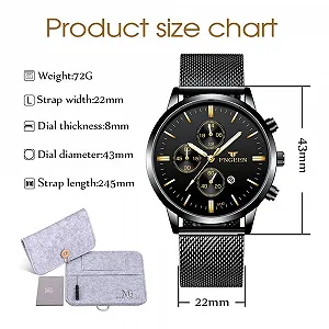 Мужские Часы MICGIGI Кварцевые Водонепроницаемые с Ультратонким Сетчатым Ремешком из Нержавеющей Стали, Минималистичные synthetic.ua - Фото 1