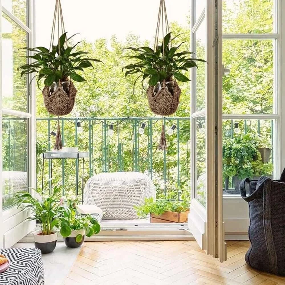 Підвіс для рослин макраме Jute Rope Boho з S-гачками 2 шт., фото №4 Підвіс для рослин макраме Jute Rope Boho з S-гачками 2 шт., фото №4