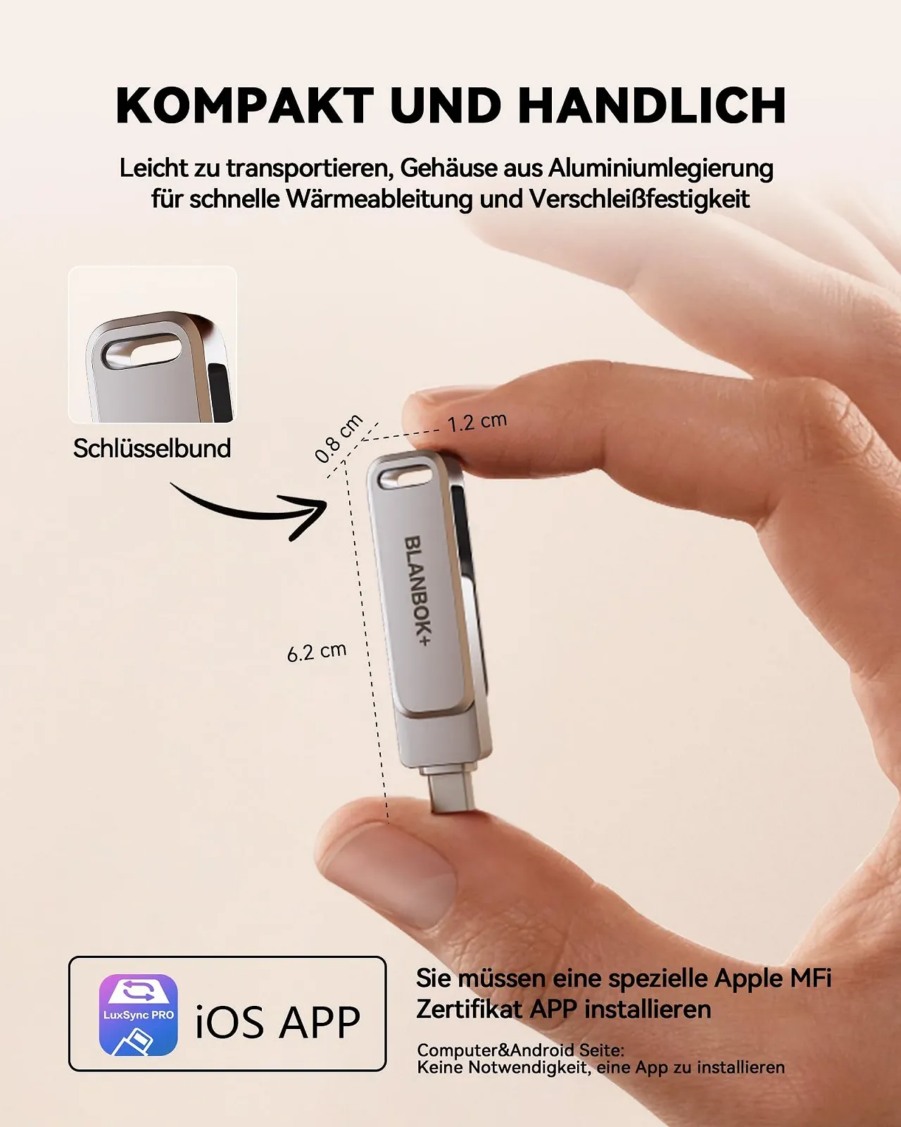 USB-флеш-накопичувач 128GB MFi Certified 3-in-1 Lightning/USB-C/USB 3.0, фото №8 USB-флеш-накопичувач 128GB MFi Certified 3-in-1 Lightning/USB-C/USB 3.0, фото №8