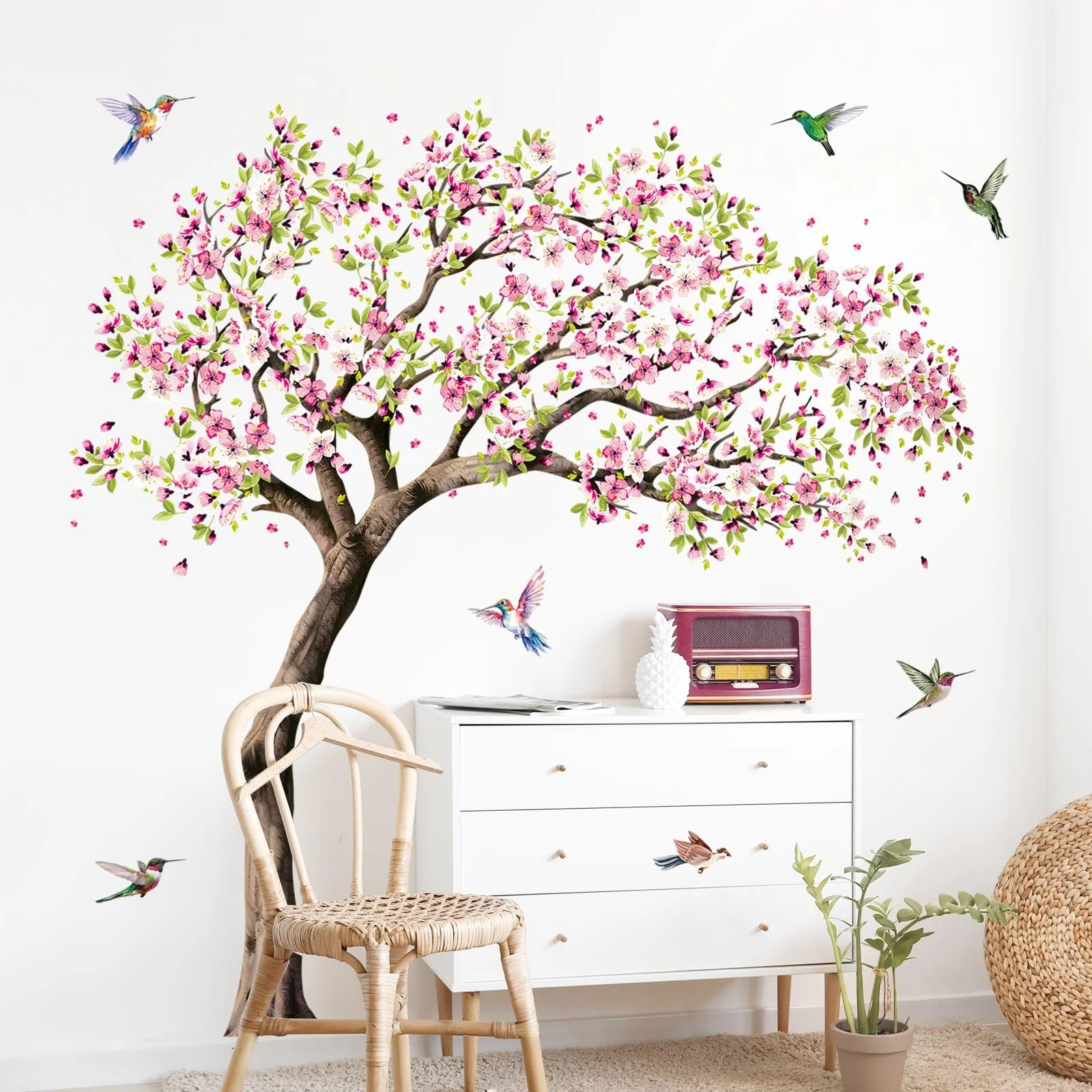 Наклейка на стіну Supzone Cherry Blossom Tree XXL Pink, фото №5