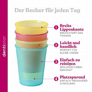 Детские чашки Dentistar 4 цвета 4 x 180 мл synthetic.ua - Фото 1