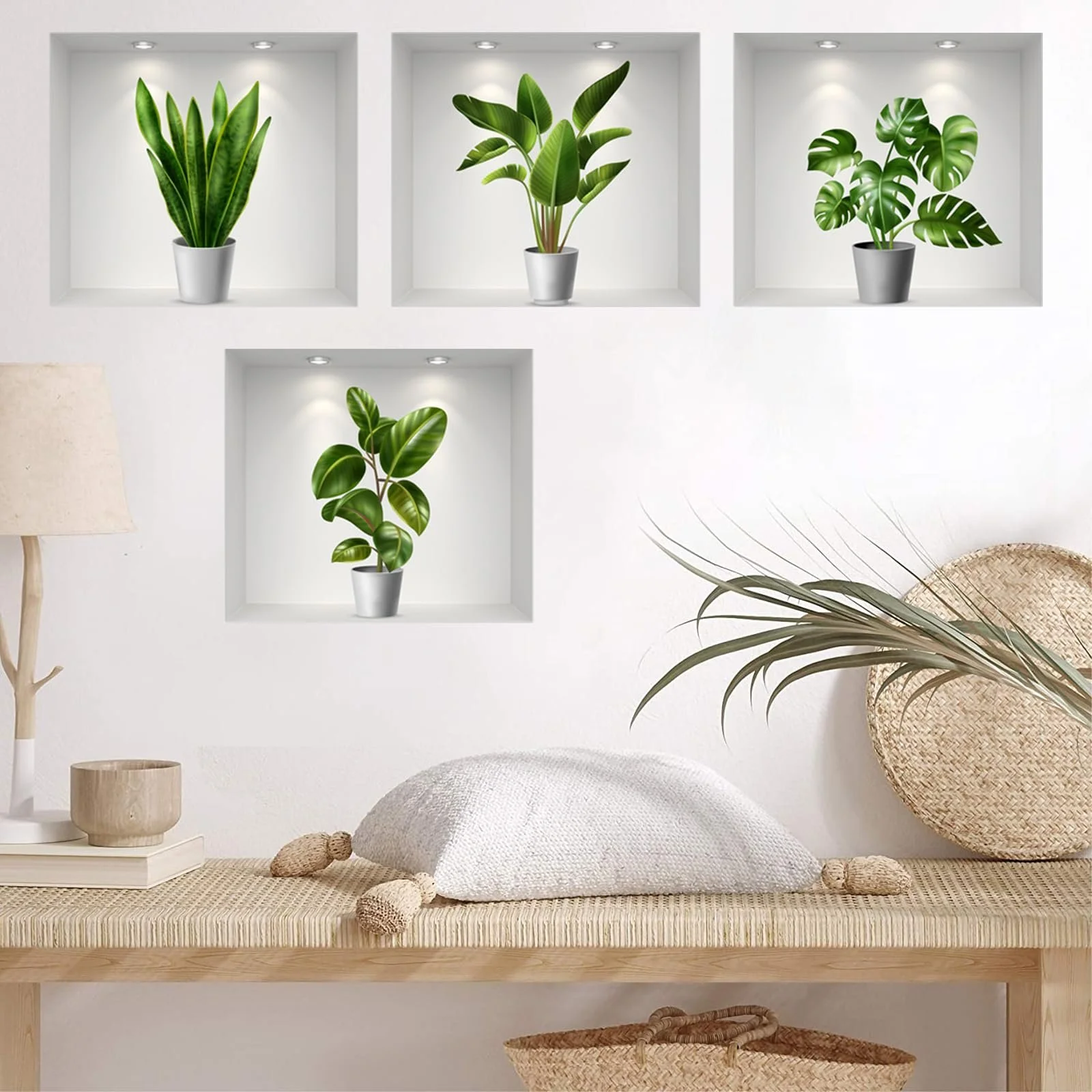 3D наклейка на стіну Ваза з рослинами 4 штуки, фото №3 3D наклейка на стіну Ваза з рослинами 4 штуки, фото №3